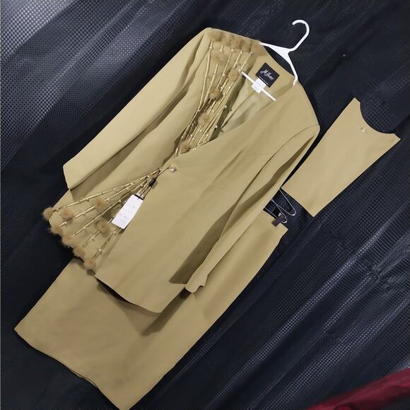 NWT! MILANO! STUNNING CELERY GREEN BERIBBONED & BEADED 3 PC SUIT SET! SZ 16 - Picture 16 of 16